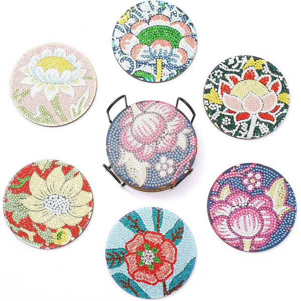 5D Diamond Painting Coaster with Flowers