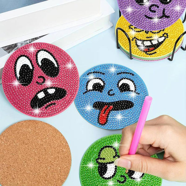 5D Diamond Painting Coaster Emoji 8 Pieces