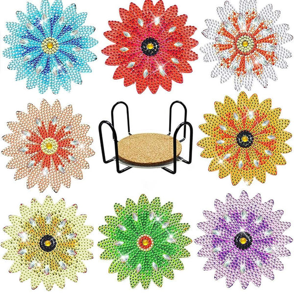 5D Diamond Painting Coaster Colored Flowers