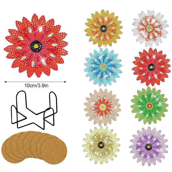 5D Diamond Painting Coaster Colored Flowers