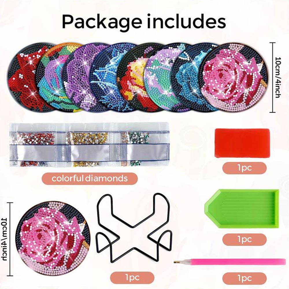 5D Diamond Painting Coaster Colored Roses