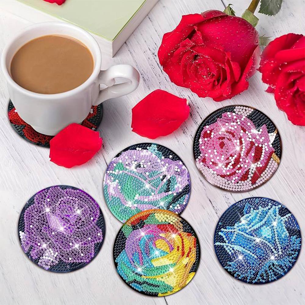 5D Diamond Painting Coaster Colored Roses