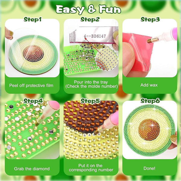 5D Diamond Painting Coaster Fruits