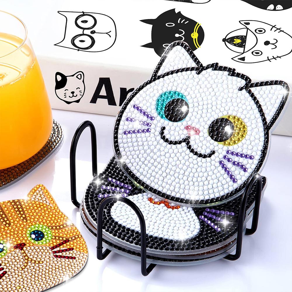 5D Diamond Painting Coaster Cats 10 Pieces