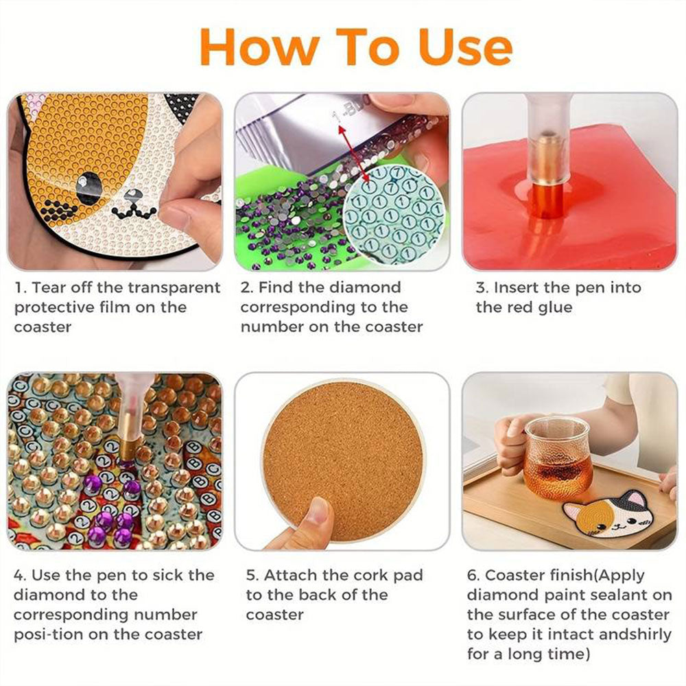 5D Diamond Painting Coaster Cats