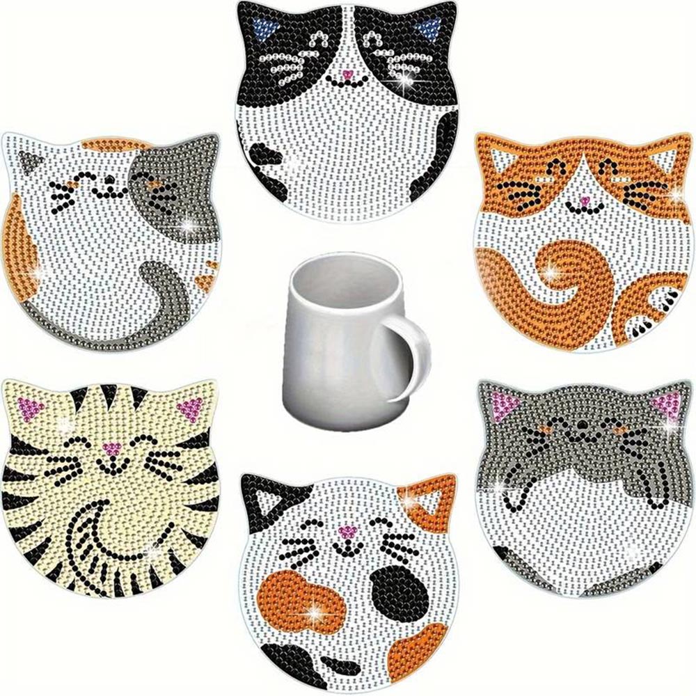 5D Diamond Painting Coaster with Cats