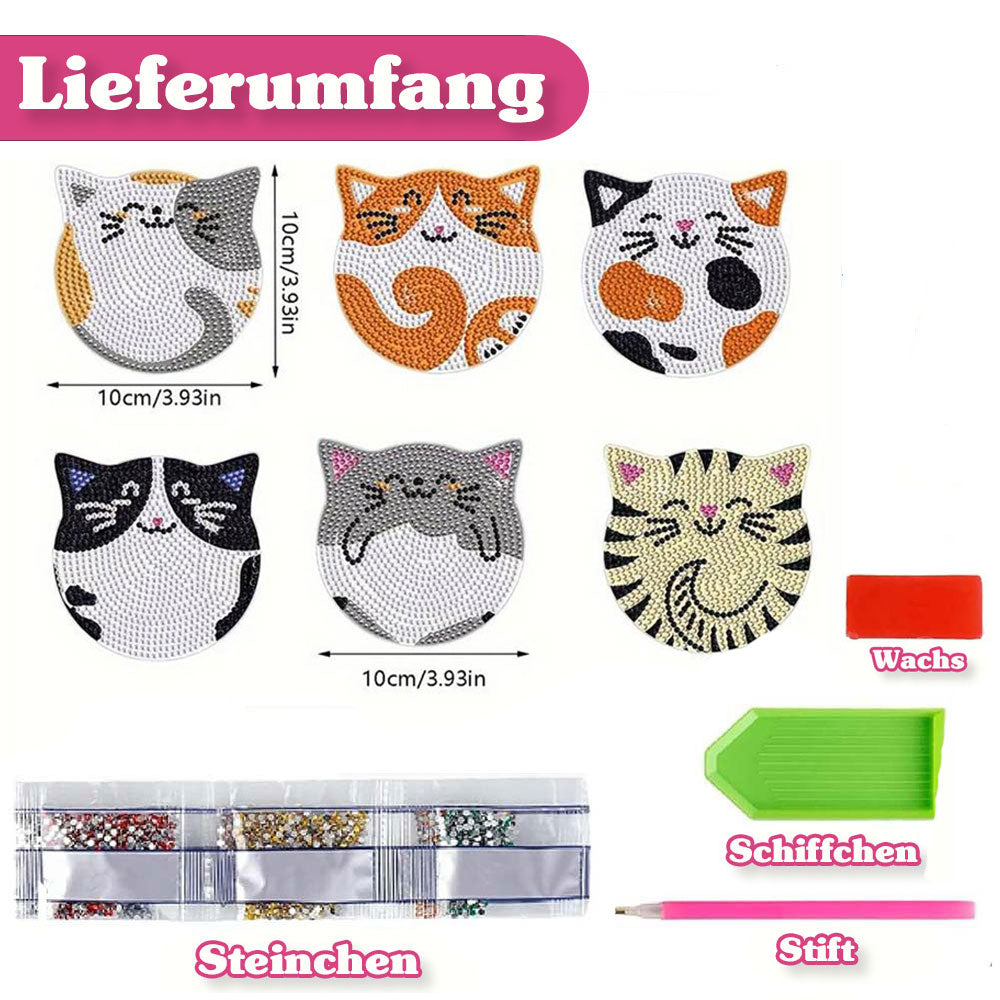 5D Diamond Painting Coaster with Cats