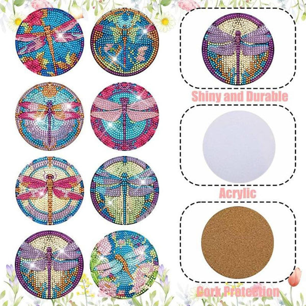 5D Diamond Painting Coaster Dragonflies