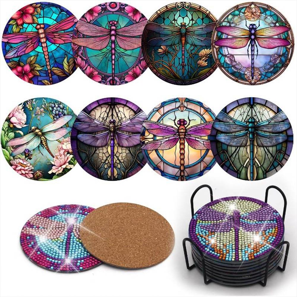 5D Diamond Painting Coaster Dragonflies