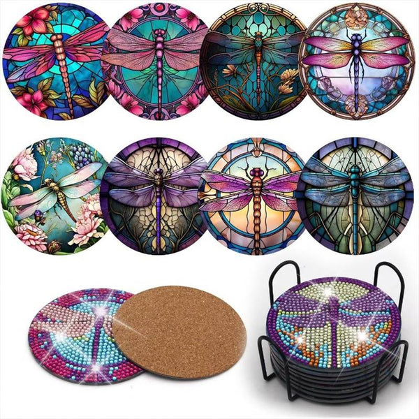 5D Diamond Painting Coaster Dragonflies