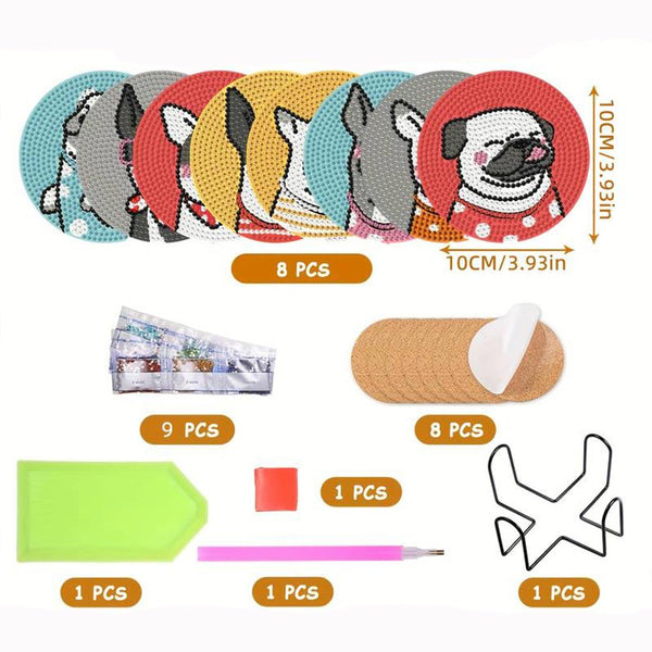 5D Diamond Painting Coaster Lucky Dogs