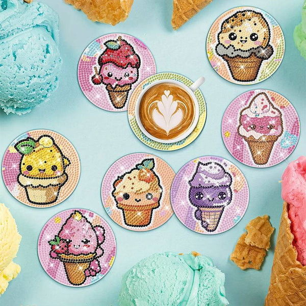 5D Diamond Painting Coaster Funny Ice Cream Cones