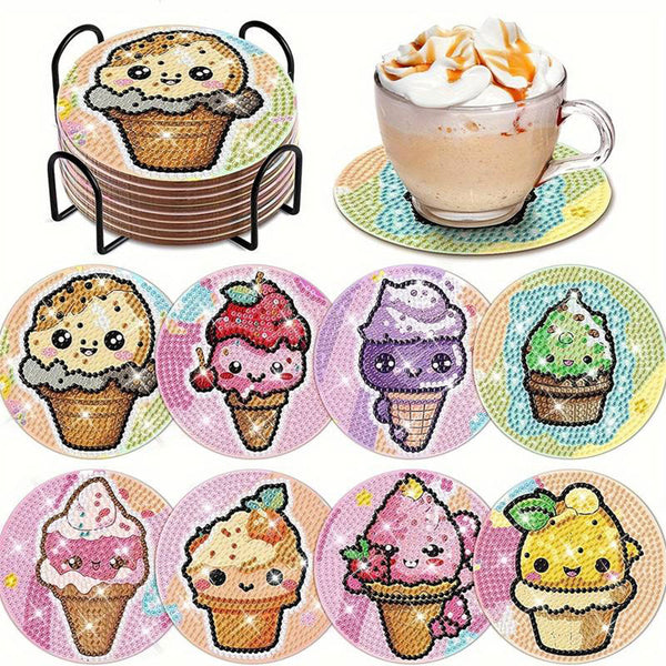 5D Diamond Painting Coaster Funny Ice Cream Cones