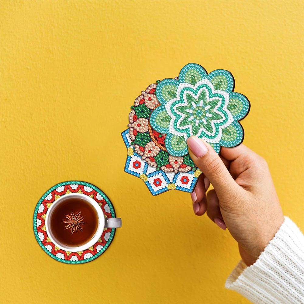 5D Diamond Painting Coaster with Mandala Flowers