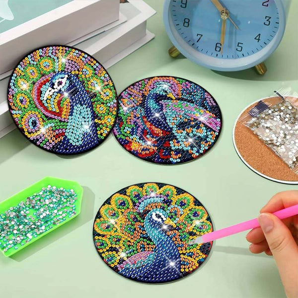 5D Diamond Painting Coaster Peacock