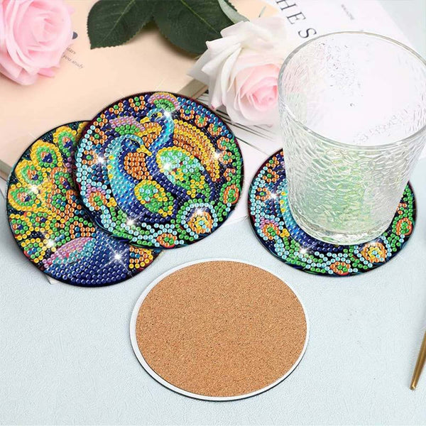 5D Diamond Painting Coaster Peacock