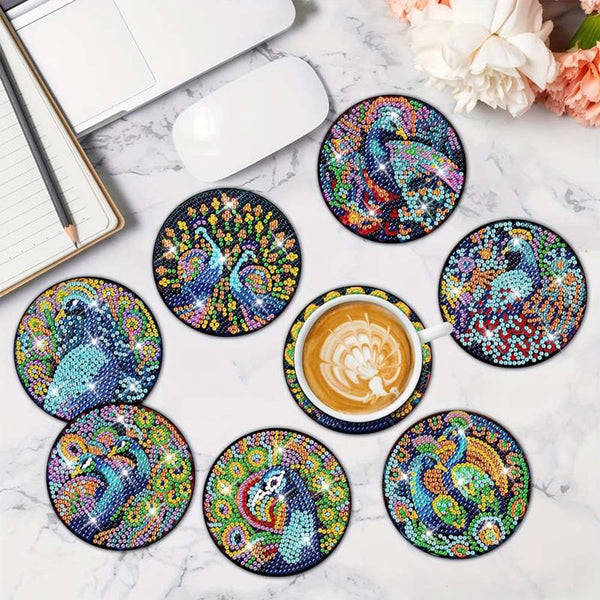 5D Diamond Painting Coaster Peacock