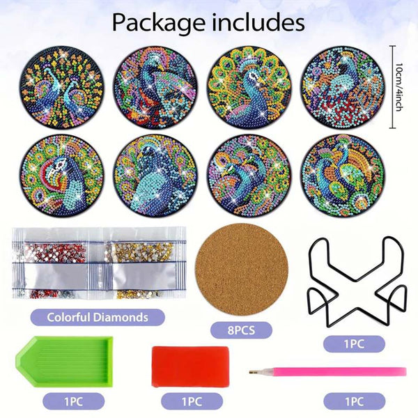5D Diamond Painting Coaster Peacock
