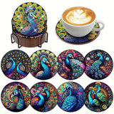 5D Diamond Painting Coaster Peacock