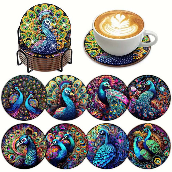5D Diamond Painting Coaster Peacock