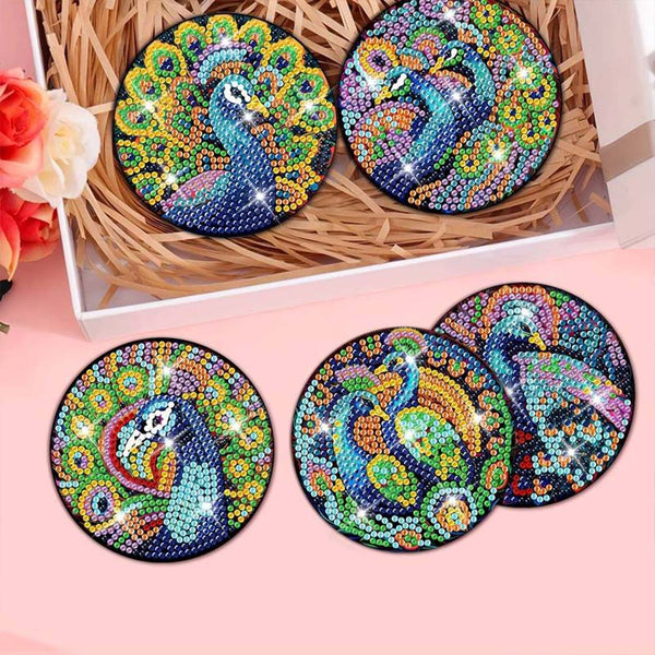 5D Diamond Painting Coaster Peacock