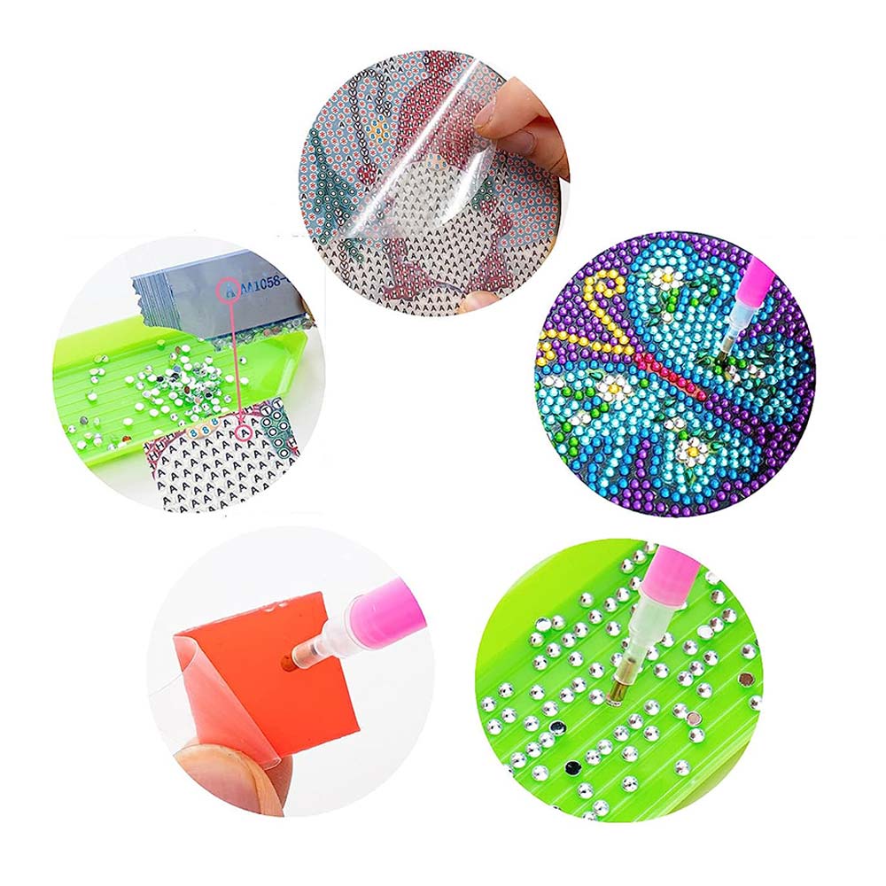 5D Diamond Painting Coaster Butterflies Purple