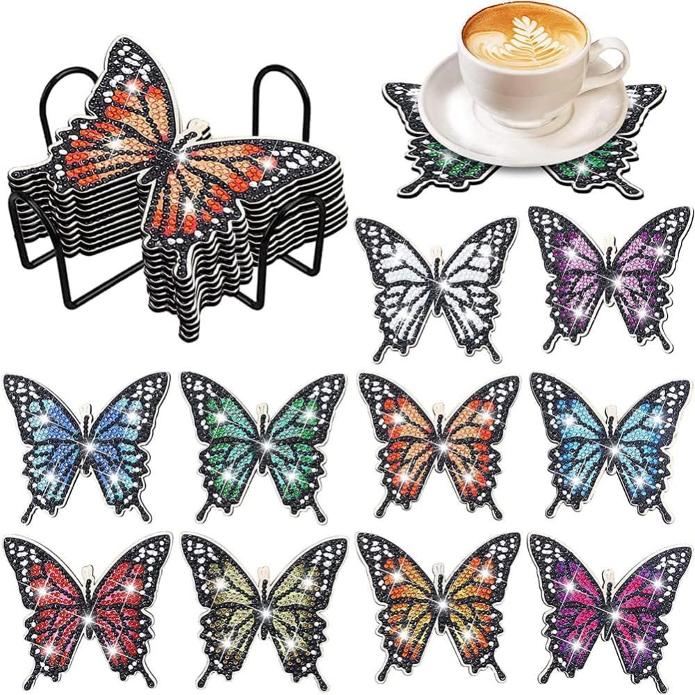 5D Diamond Painting Coaster Butterflies 10 Pieces