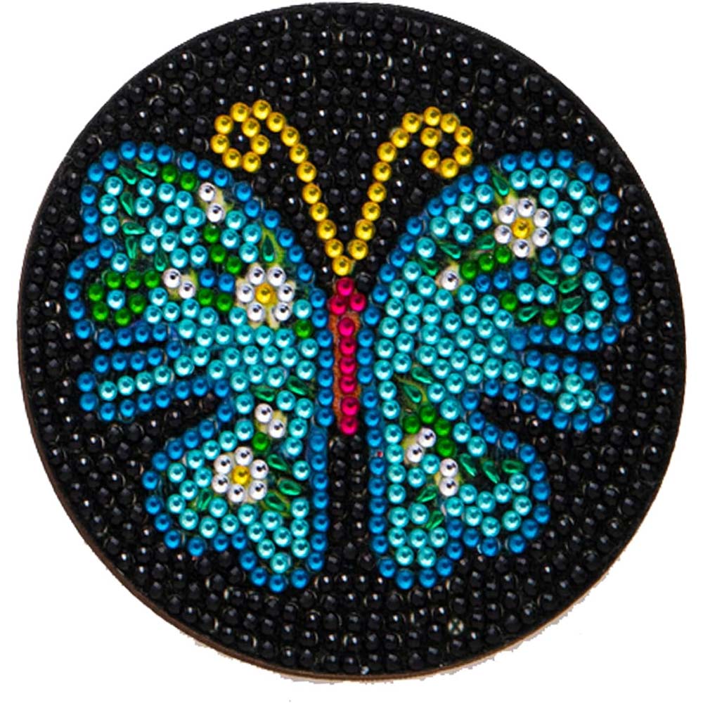 5D Diamond Painting Coaster Butterflies Black