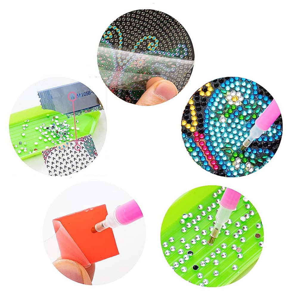 5D Diamond Painting Coaster Butterflies Black