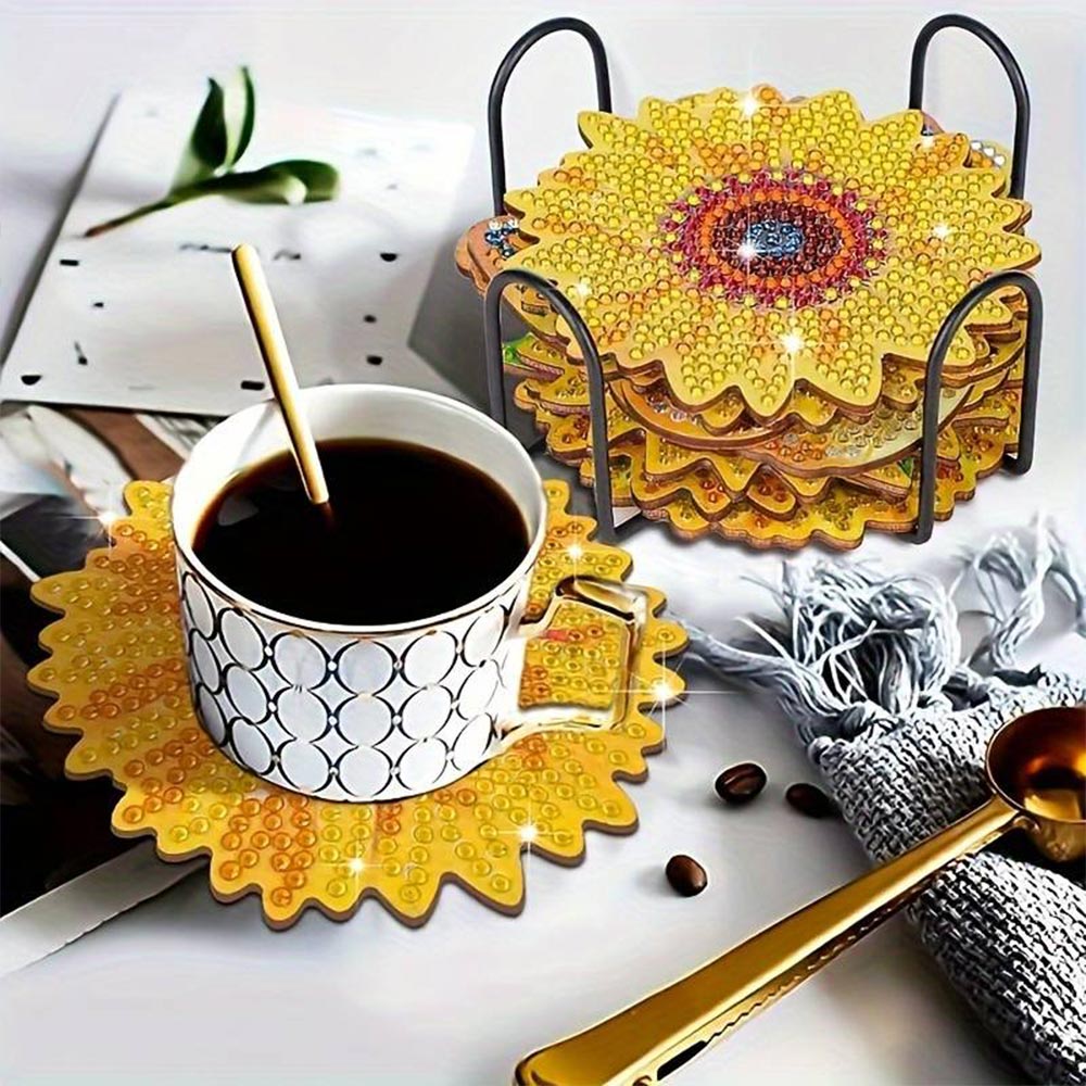 5D Diamond Painting Coaster Sunflowers 10 Pieces