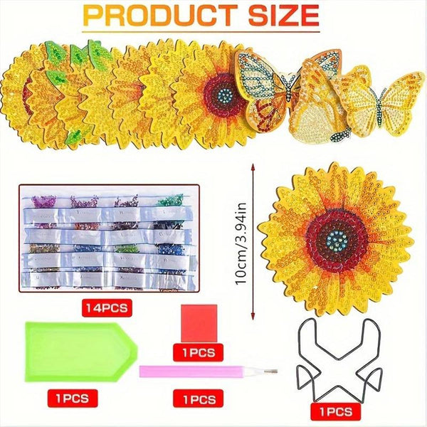 5D Diamond Painting Coaster Sunflowers 10 Pieces