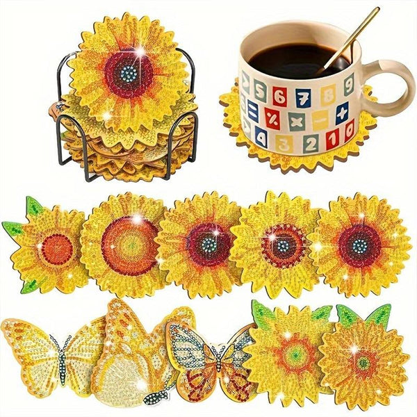 5D Diamond Painting Coaster Sunflowers 10 Pieces
