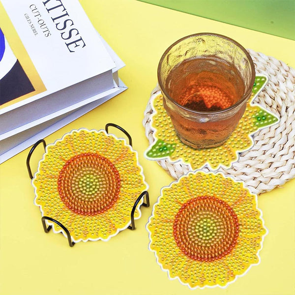 5D Diamond Painting Coaster Sunflowers 10 Pieces