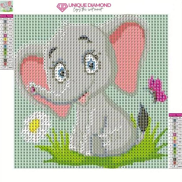 5D Kids Diamond Painting Elephant with Picture Frame