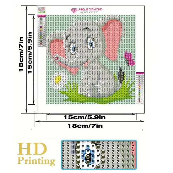 5D Kids Diamond Painting Elephant with Picture Frame