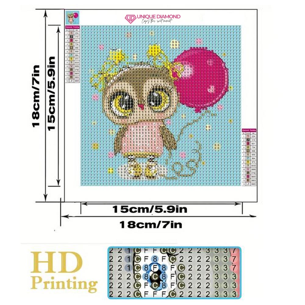 5D Kids Diamond Painting Owl with Picture Frame