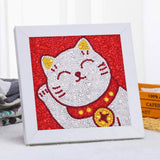 5D Diamond Painting Cat for Kids with Picture Frame