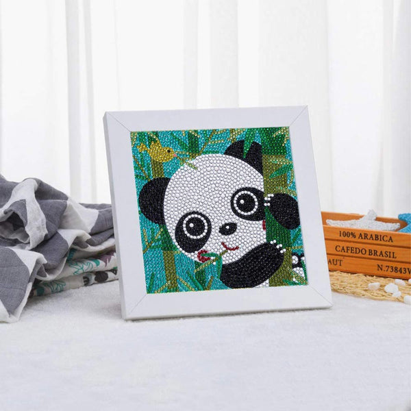 5D Diamond Painting with Panda for Kids with Picture Frame