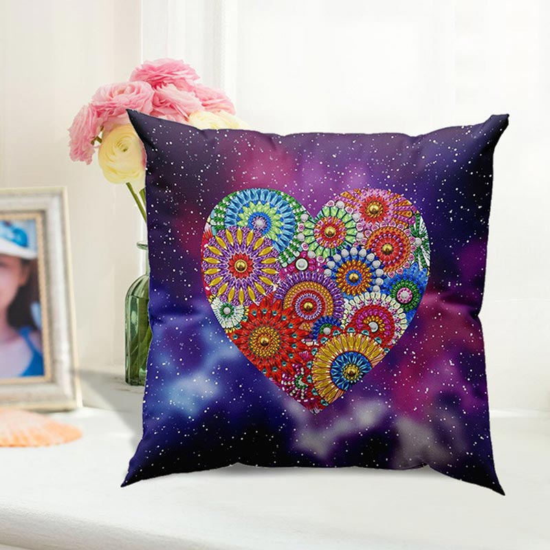 5D Diamond Painting Pillow Cover 11.8"x11.8" Mandala Heart
