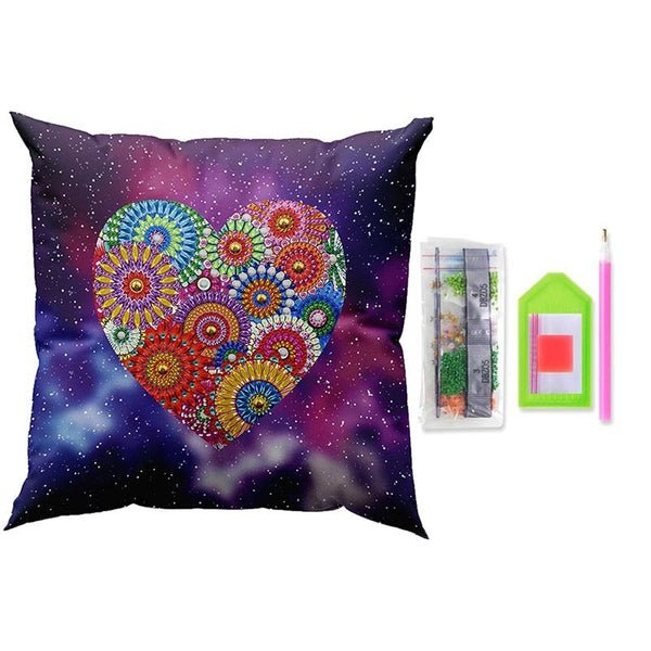 5D Diamond Painting Pillow Cover 11.8"x11.8" Mandala Heart