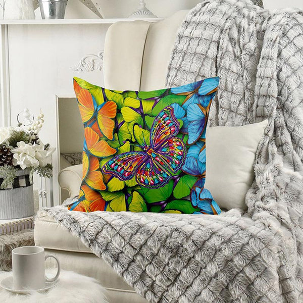 5D Diamond Painting Pillow Cover 11.8"x11.8" Butterfly