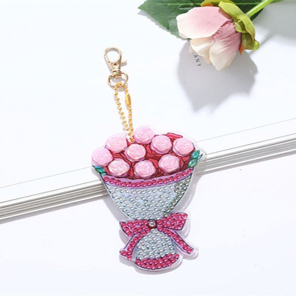 5D Diamond Painting Keychain Flower Bouquet