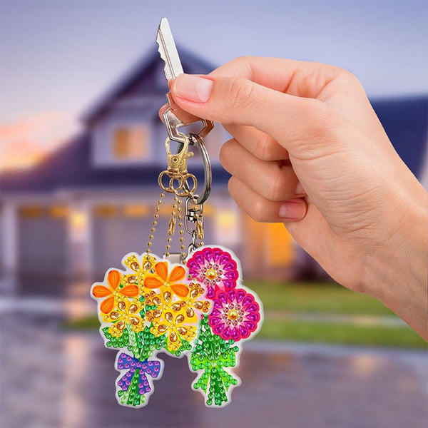 5D Diamond Painting Keychain Flower Bouquet 5 Pieces
