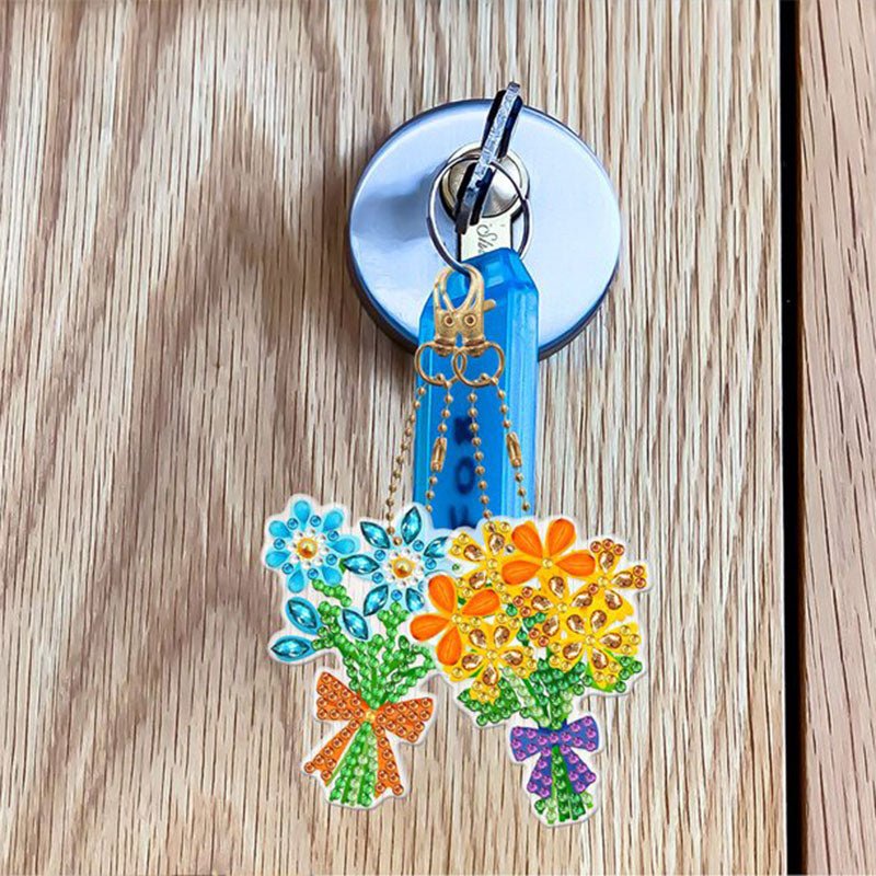 5D Diamond Painting Keychain Flower Bouquet 5 Pieces