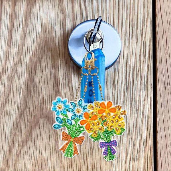 5D Diamond Painting Keychain Flower Bouquet 5 Pieces