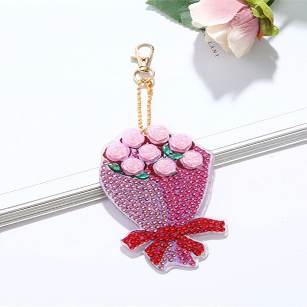 5D Diamond Painting Keychain Flower Bouquet