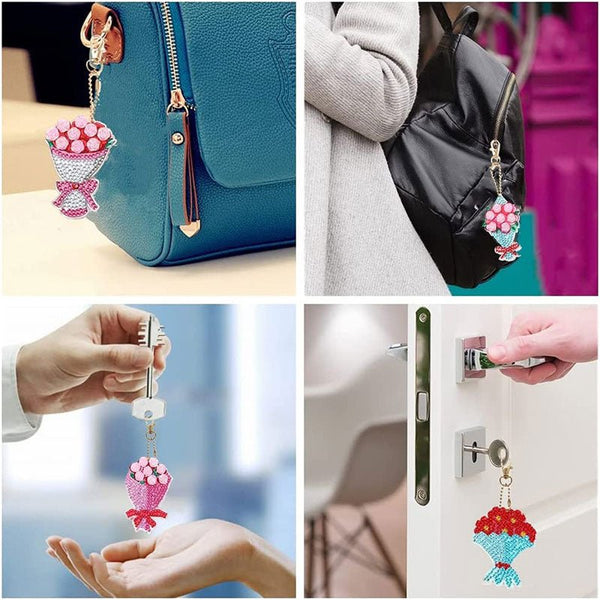 5D Diamond Painting Keychain Flower Bouquet