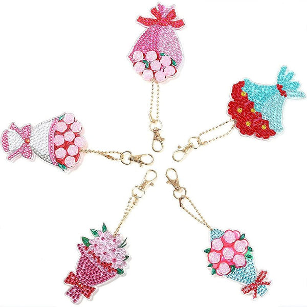 5D Diamond Painting Keychain Flower Bouquet