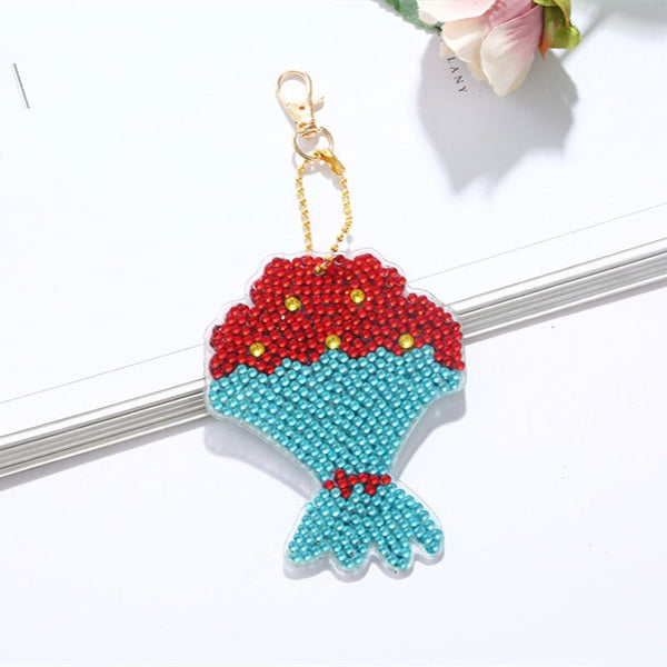 5D Diamond Painting Keychain Flower Bouquet