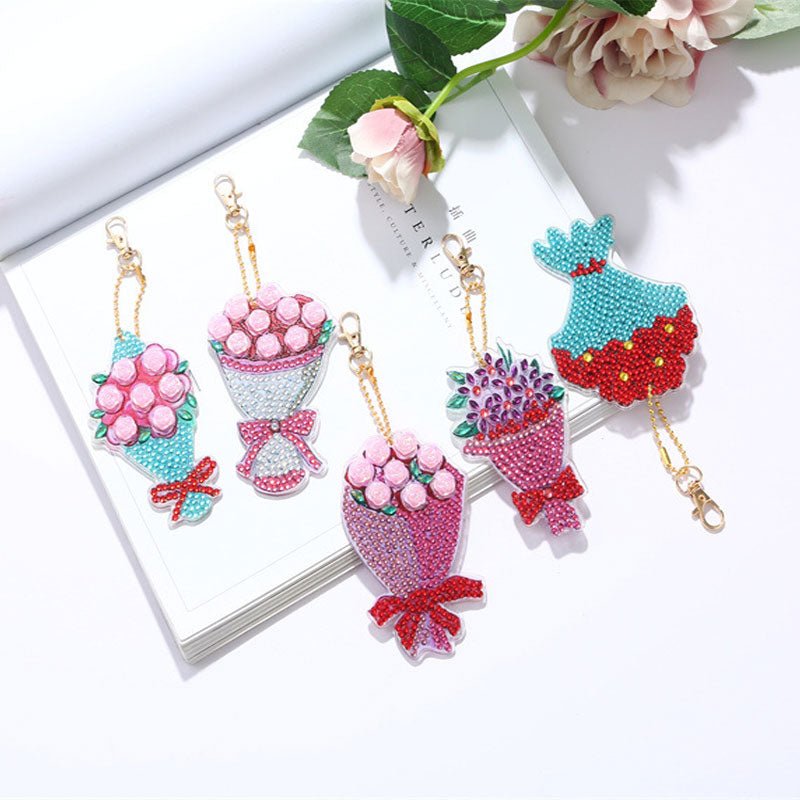 5D Diamond Painting Keychain Flower Bouquet